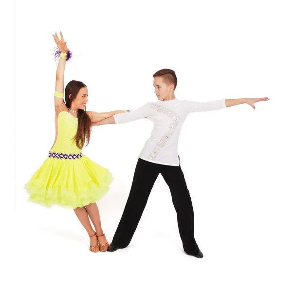 Boy and girl dancing ballroom dance — Stock Photo, Image