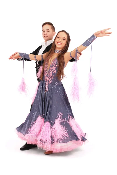 Boy and girl dancing ballroom dance — Stock Photo, Image