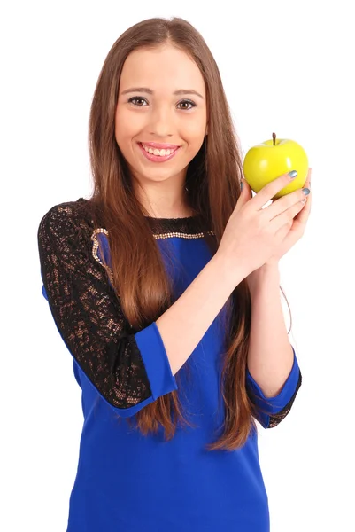 Молода дівчина тримає червоне яблуко — стокове фото
