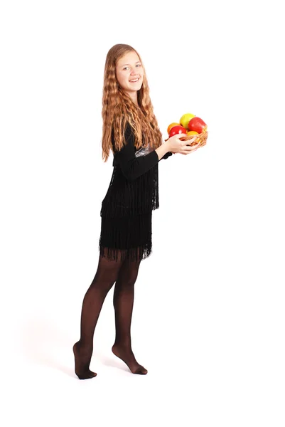 Menina segurando frutas frescas — Fotografia de Stock