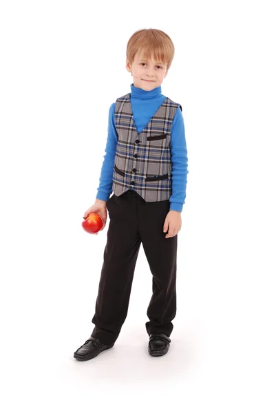 Boy holding a red apple — Stock Photo, Image