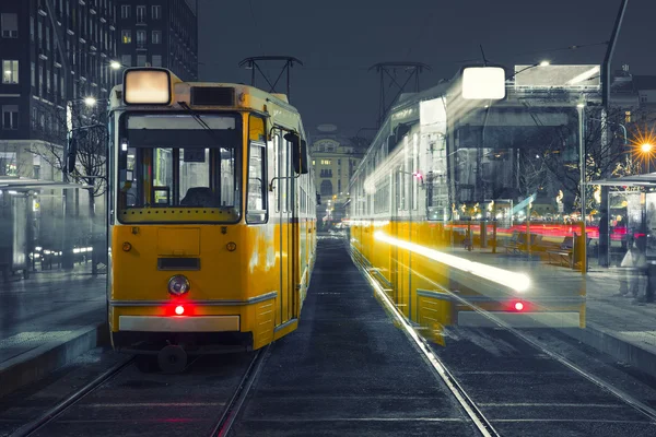 Oude Tram in de stad centrum van Boedapest, Stockfoto