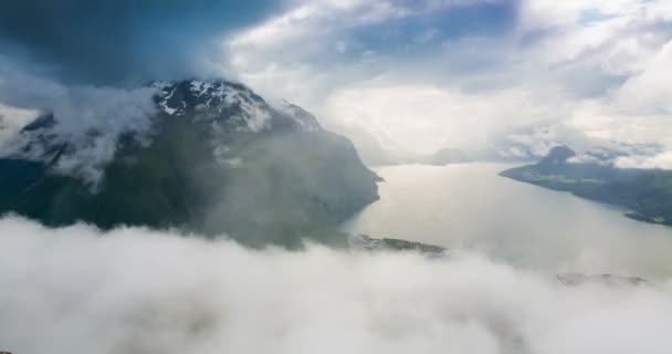 Norveç dağlar ve manzara görünümü zaman atlamalı — Stok video