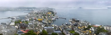 Panoramic view of Alesund In The Rain,  Norway. clipart