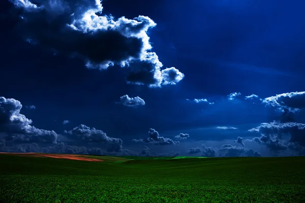 Campo de noite verde . — Fotografia de Stock