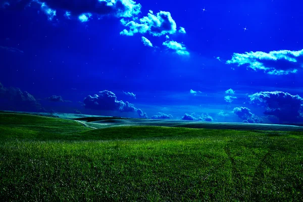 Cielo nocturno sobre el campo — Foto de Stock