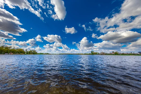 Resimli orman ve nehir.