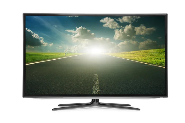 Flat television on the white background. — Stock Photo, Image