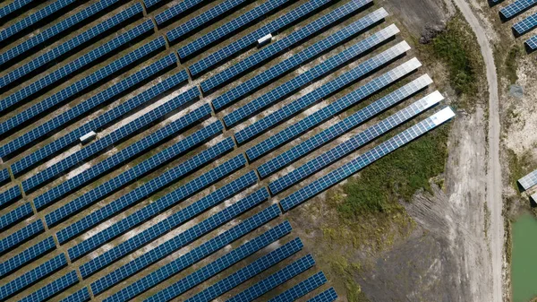 Painéis Solares Vista Aérea Sistema Painéis Solares Geradores Energia Sol — Fotografia de Stock