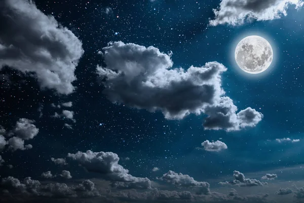 Fondos Cielo Nocturno Con Estrellas Luna Nubes — Foto de Stock