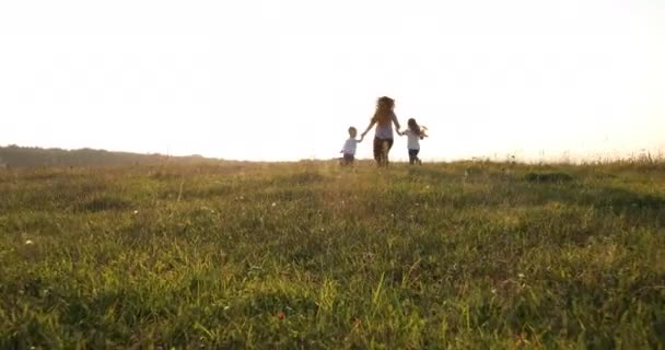 Matka a dítě si hrají v přírodě — Stock video