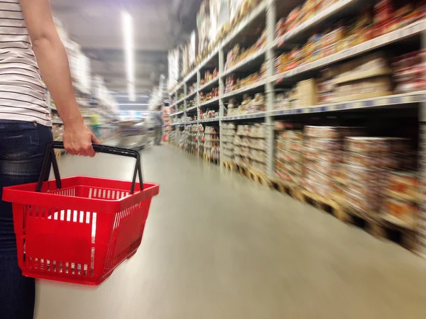 Women holding shopping basket — Stock Photo, Image