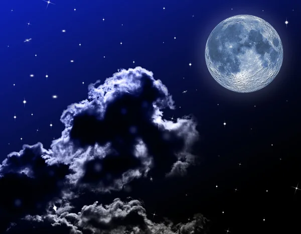 Céu noturno com lua grande — Fotografia de Stock