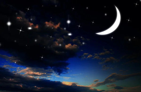 Night sky with stars and moon — Stock Photo, Image