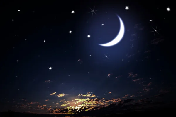 Night sky with stars and moon — Stock Photo, Image