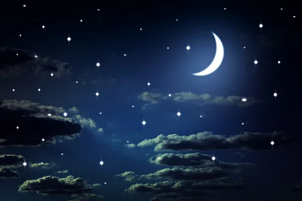 Night sky with stars and moon — Stock Photo, Image