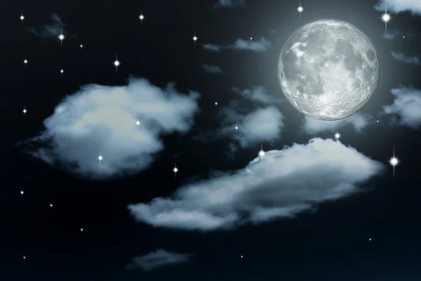 Ночное небо со звездами и луной — стоковое фото