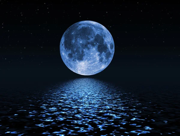 Gece gökyüzünde yıldızlar ve dolunay arka plan ile