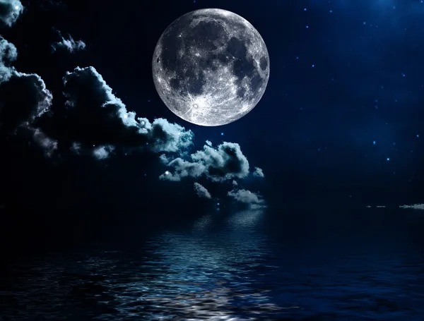 Night sky with stars and full moon background — Stock Photo, Image