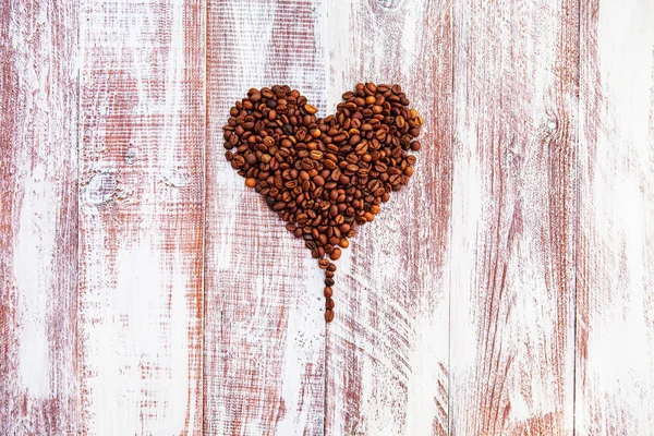 作为一颗心，我爱喝咖啡的咖啡粒 — 图库照片