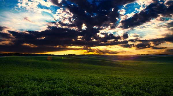 Para os orthros o campo verde — Fotografia de Stock