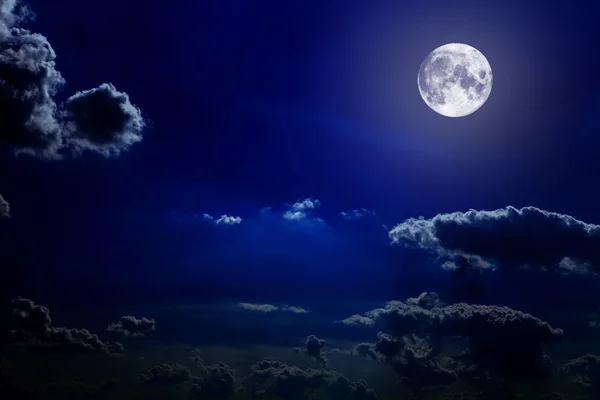 Night sky with stars large bright moon Stock Picture