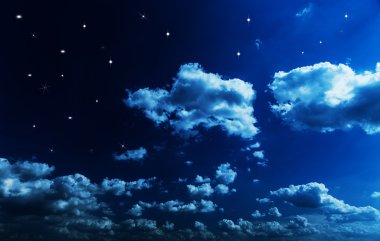 Yıldızlı ve aylı gece gökyüzü