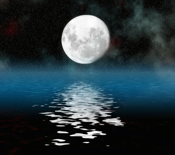 Nachtelijke hemel met sterren en maan — Stockfoto