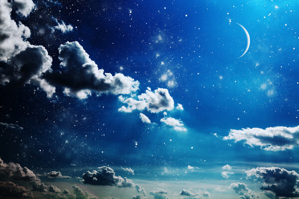Night sky with stars and moon background