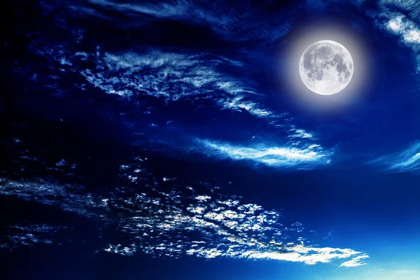 Night sky with stars and full moon background — Stock Photo, Image