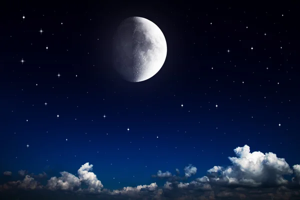 Night sky with stars and full moon background — Stock Photo, Image