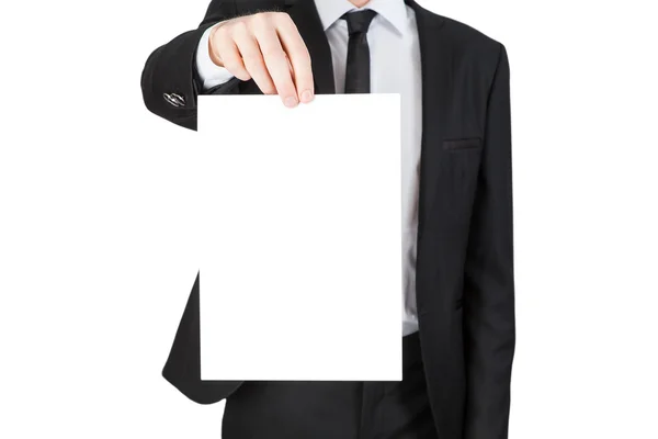 Man holding white board — Stock Photo, Image