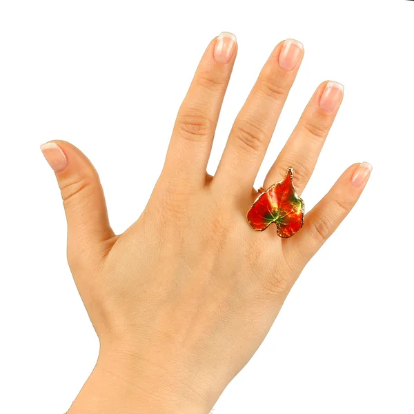 Woman's hand with a ring — Stock Photo, Image