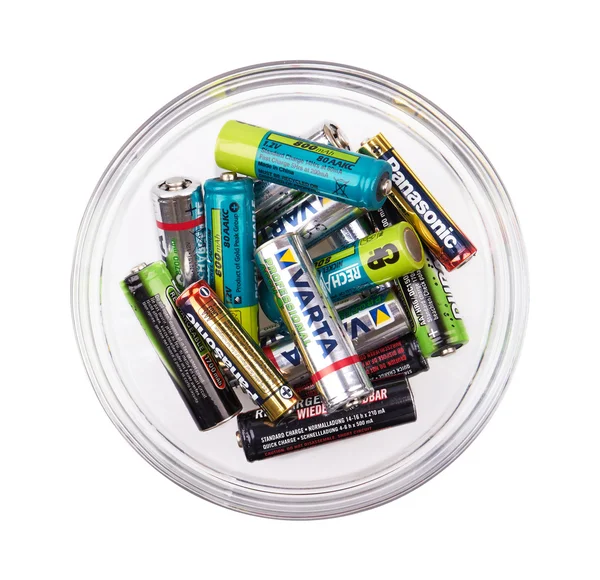 Group of batteries in cup — Stock Photo, Image