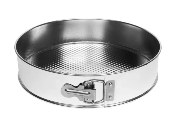 Moule Cuisson Rond Acier Inoxydable Isolé Sur Fond Blanc — Photo