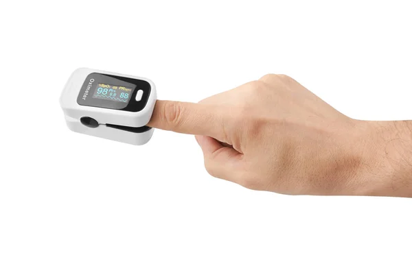 Oximeter Finger Isoliert Auf Weiß — Stockfoto