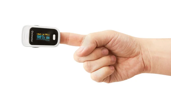 Oximeter Finger Isoliert Auf Weiß — Stockfoto