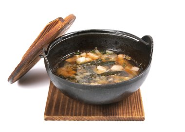 Çorba ahşap tahta üzerinde