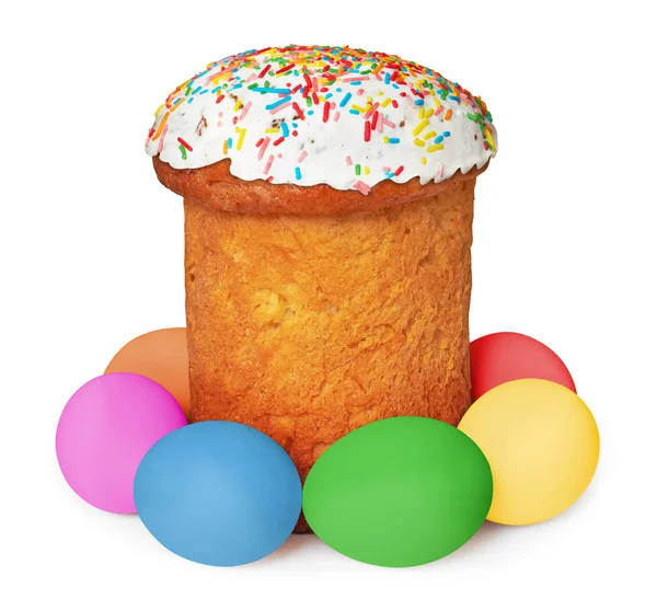 复活节彩蛋和蛋糕 — 图库照片