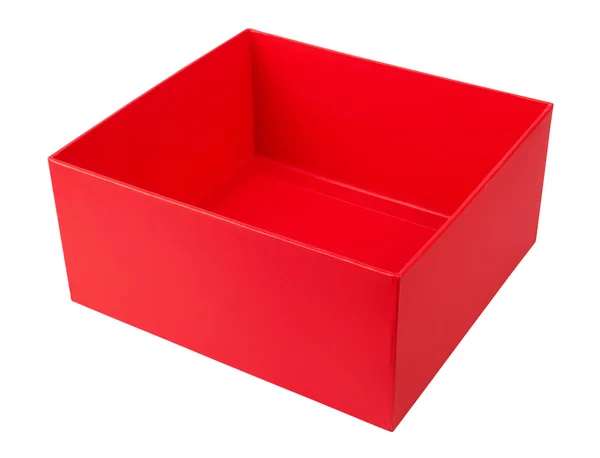 Порожня червона картонна коробка — стокове фото