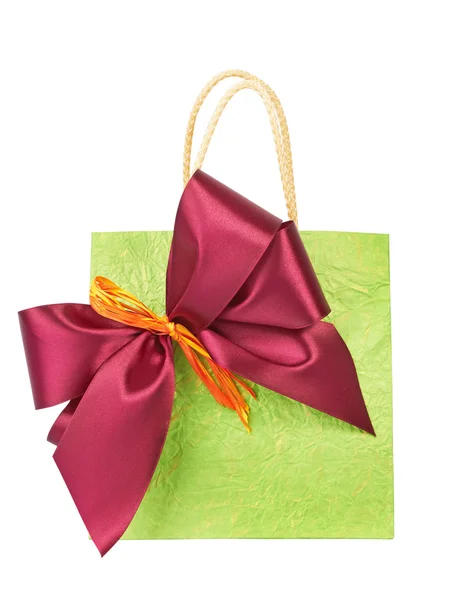 Bag for gift with bow — Stock Photo, Image