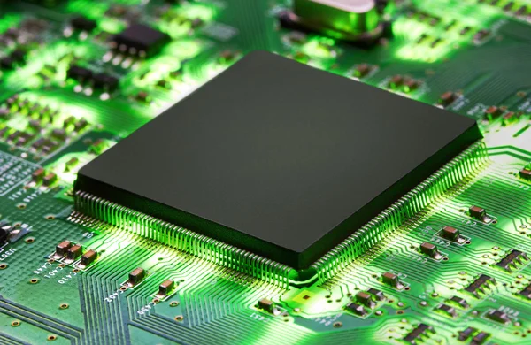 Electronic circuit board with processor — Stock Photo, Image