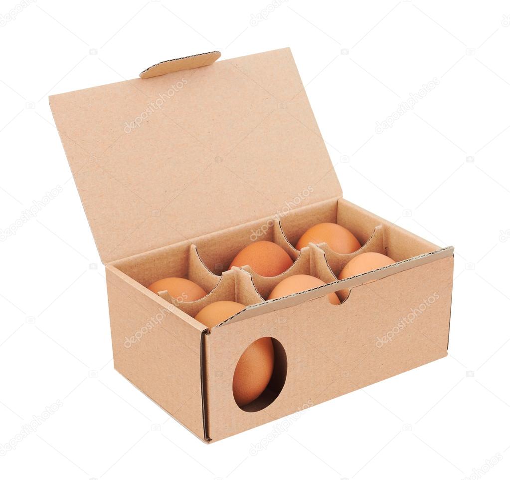 Cardboard box with eggs