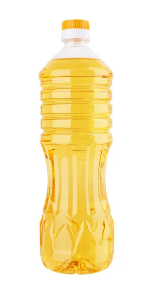 プラスチックボトルの中のひまわり油 — ストック写真