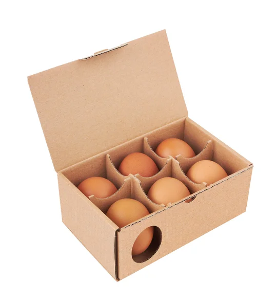 Cardboard box with eggs — Stock Photo, Image
