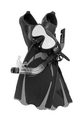 şnorkel, palet ve dalış için maske