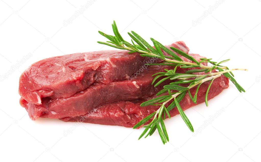 Fresh Raw Meat with rosemary