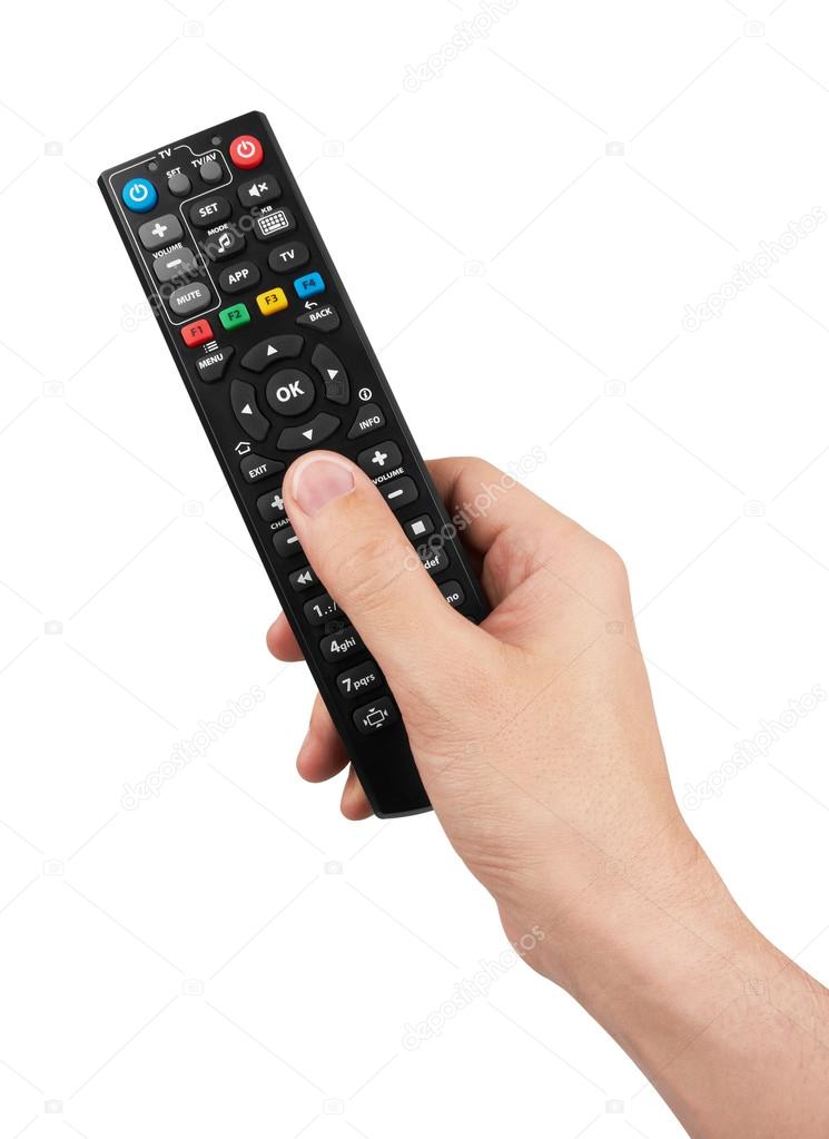 Remote control in hand Stock Photo by ©krasyuk 73398601