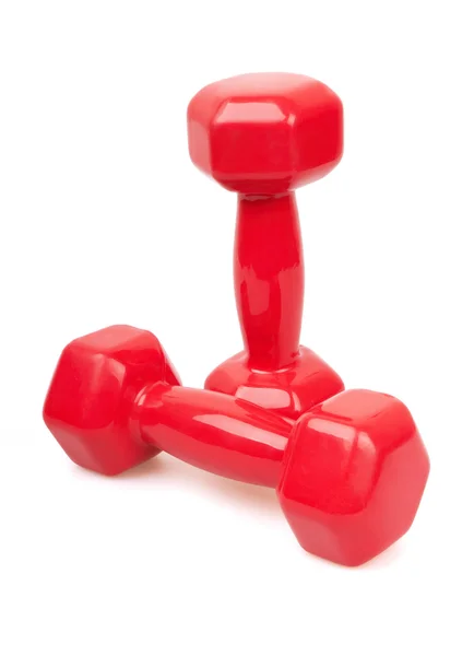 Two red dumbbells — Stock Photo, Image