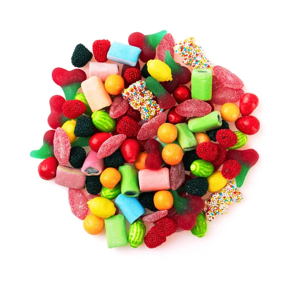 Bonbons colorés sucrés, isolés sur blanc — Photo